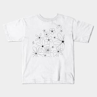 Daisy Flower white minimal black white Kids T-Shirt